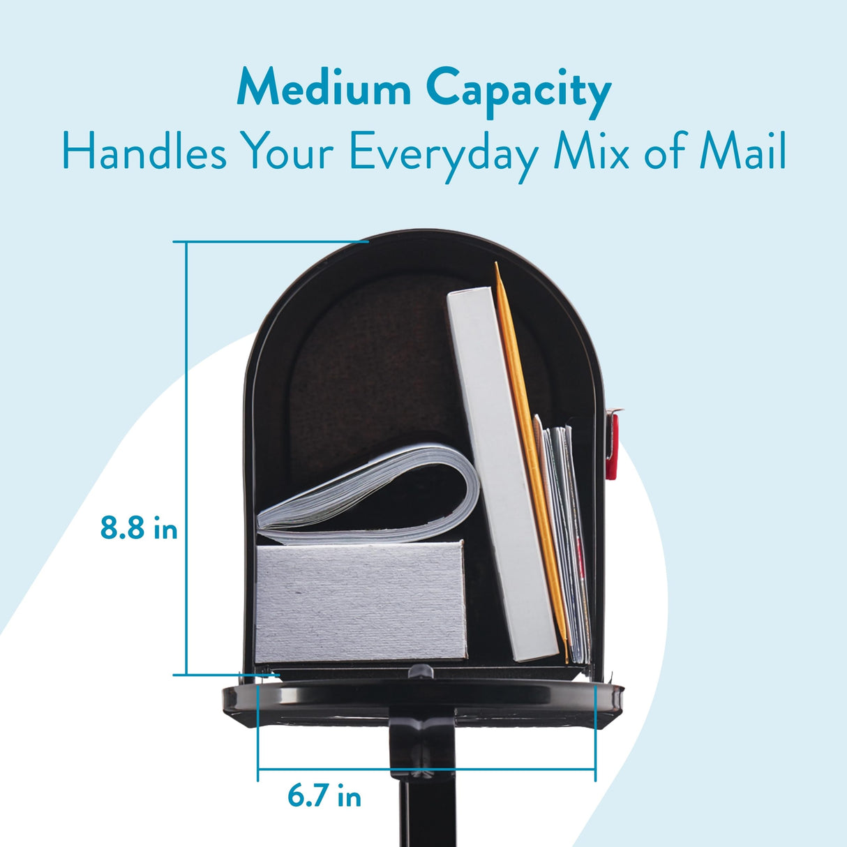 Architectural Mailboxes Mailbox-to-Go Weather-Resistant Steel Metal Mail Box for Outside with Post, Black, Medium Curbside Mailbox, USPS Approved for Residential Delivery