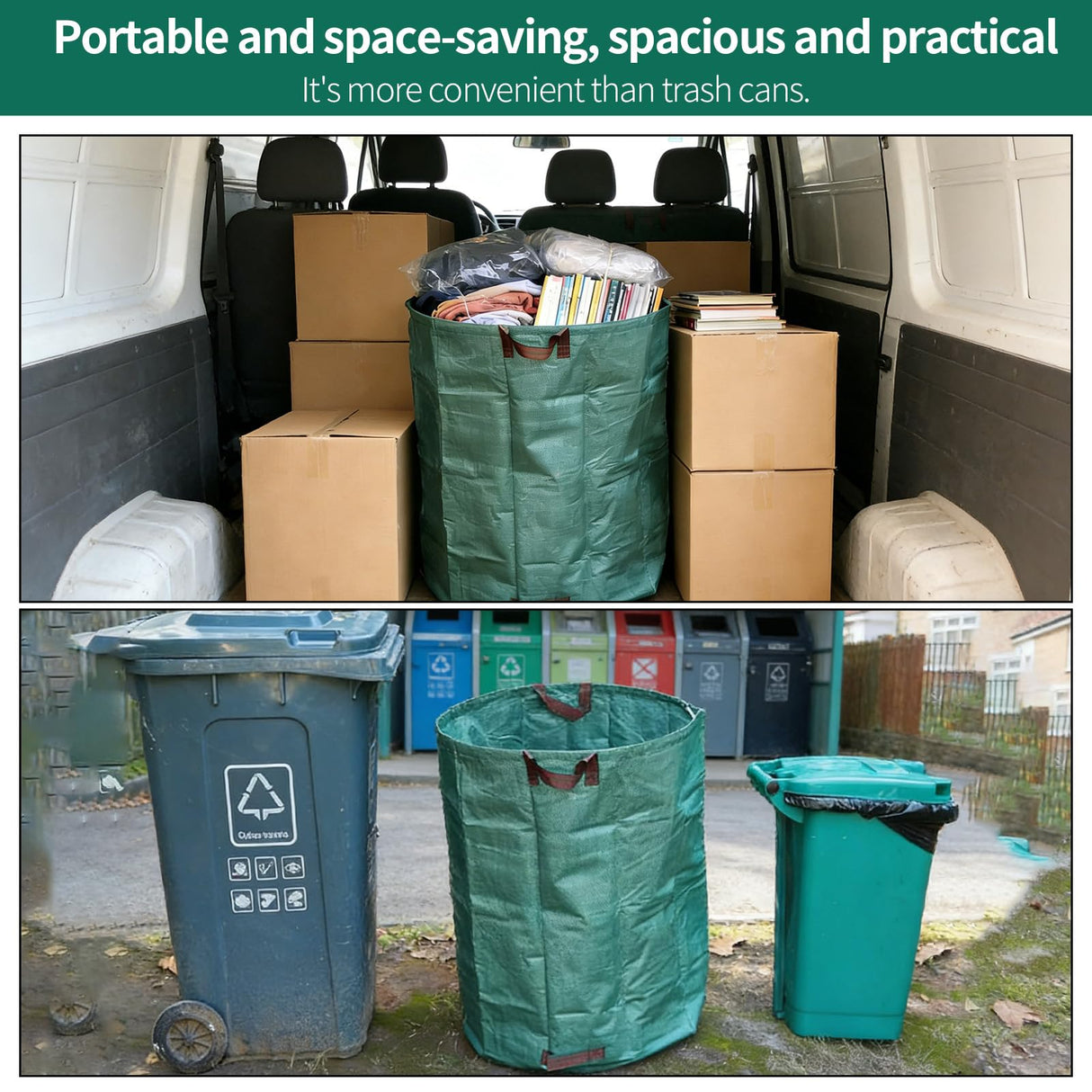 3 Pack 72-Gallon Yard Waste Bags with Gardening Gloves, Heavy Duty Reusable Lawn Leaf Bags with Reinforced Handles, Collapsible Garden Bags for Leaves, Debris and Outdoor Clean Up
