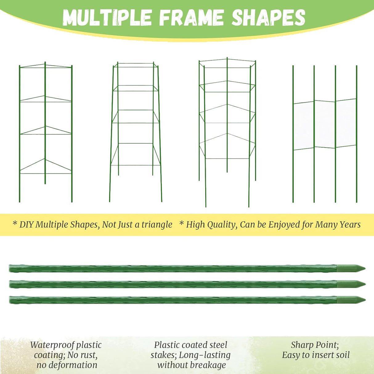 6 Pack Tomato Cage for Garden, 48 Inches Metal Garden Stakes, Plant Support Cages Trellis for Garden and Pots, Tomato Trellis for Potted Plants, Trellis for Climbing Plants Outdoor,Green