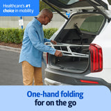 Medline Lightweight Two Button Folding Walker with 5" Wheels, Aluminum Frame Supports up to 300 lbs