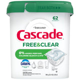 Cascade Free & Clear Dishwasher Pods, Dishwasher Detergent, Dish Detergent Soap, Unscented, 62ct