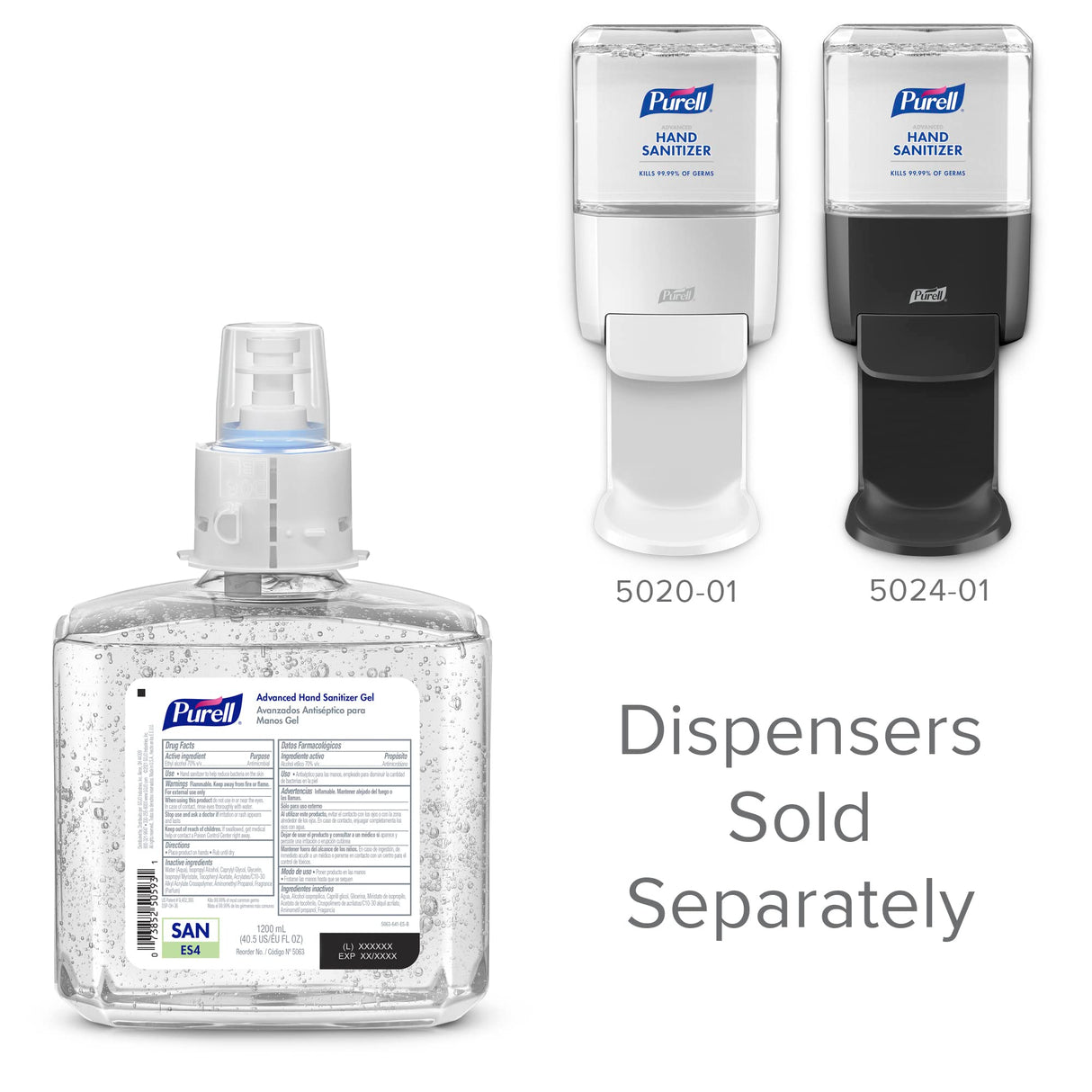 PURELL Advanced Hand Sanitizer Gel, Refreshing Gel, 1200 mL Hand Sanitizer Refill for PURELL ES4 Manual Dispenser (Pack of 2) - 5063-02