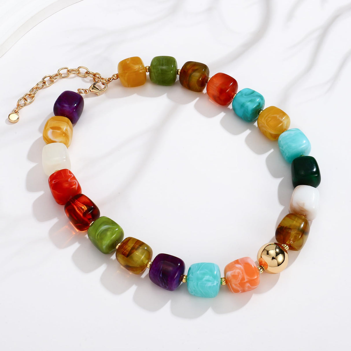 INNERDIVA Chunky Beaded Necklace for Women Colorful Bead Choker Jewelry
