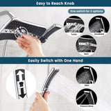 BRIGHT SHOWERS High Pressure Dual Shower Head Combo, Handheld Showerhead Rainfall Shower Head Combo with Black Face, 60 Inch Long Stainless Steel Shower Hose, Chrome