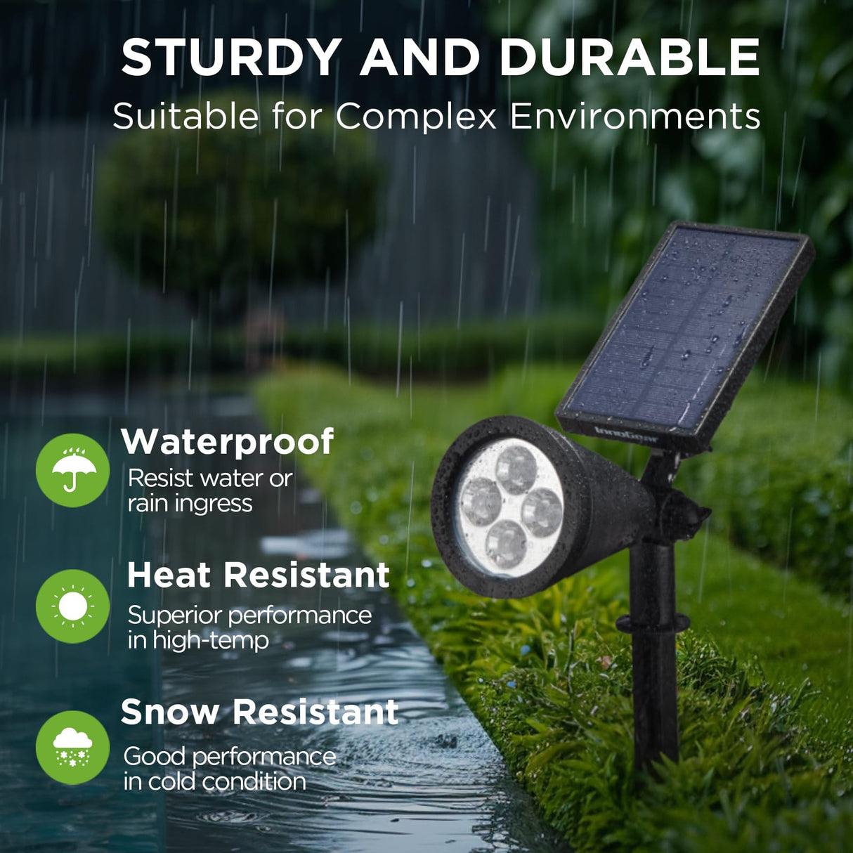 InnoGear Solar Lights Outdoor Waterproof Solar Garden Light for Outside Yard Landscape Lighting Pathway Spot Lights Spotlight Wall Light Auto On/Off, Pack of 4 (Warm White)