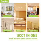 DAMINY 12 Pack 4 Inch 5CCT LED Recessed Light with Night Light,Ultra-Thin,Canless recessed Lighting 4 in,9W=80W,700LM,Dimmable Wafer Lights,ETL Certificated
