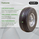 Marathon 00026 Flat Free 2.80/2.50-4 Tire and Wheel Assembly, 3” Centered Hub, 1/2” Ball Bearings, Replacement Tire for Casters, Utility Carts and Other Equipment, Easy Install Assembly