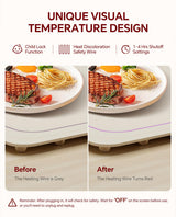 Food Warming Mat, Silicone Heating Tray with 7 Temperature Settings, Quick Full Surface Heating Pad, Thermochromic Line, Kids Lock, Food Warmers for Parties