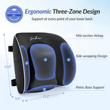 ZIKEE Lumbar Support Pillow for Office Chair and Car Seat with Aribag Design, Adjustable Back Support Lumbar Pillow with Memory Foam for Lower Back Pain Relief & Improved Posture, Dual-Strap Design