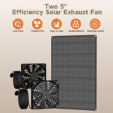 WECOOL Solar Exhaust Fan, 15W Dual Exhaust & Intake Ventilation Fan, Quiet Waterproof with Safe Grille for Chicken Coop, Greenhouse, Shed, Dog House, No Assembly Required