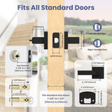 Estmoon 5 Pack Matte Black Door Handles Interior Door Knobs, Keyless Privacy Bedroom Door Lock, Heavy Duty Zinc Alloy Home Improvement Door Leverset for Bedrooms Bathrooms