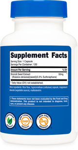 Nutricost Sulforaphane Glucosinolate (SGS) (120 Capsules) - 50 mg Broccoli Seed Extract Per Serving