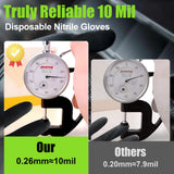 TREEGO 10 Mil Black Nitrile Gloves Heavy Duty — 3D Diamond Texture Grip, Latex Free Disposable Rubber Mechanic Gloves, X-Large, 100 Count