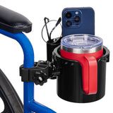 JOYTUTUS Wheelchair Cup Holder, 2-in-1 Walker Cup Holder with 4.72'' Small Storage Box, Drink Holder for Bottle with Handle, Fit for Wheelchair, Walker, Rollator, Stroller, Camper, Golf cart (Small)