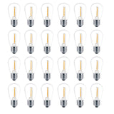 Meconard 24 Pack LED S14 Replacement Light Bulbs, Shatterproof Outdoor 1 Watt to Replace 11Watts String Incandescent Bulb, E26 Regular Medium Screw Base, 2200K Warm White, Non-Dimmable