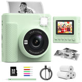 TIATUA Kids Instant Print Camera, Christmas Birthday Gifts for Girls and Boys, 1080P HD Video Digital Kids Camera with Print Paper & 32G Card, Toddler Toy for 3-14 Years Old (Green)