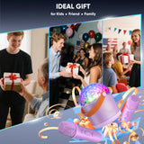 Karaoke Machine with Disco LED Lights for Adults Kids, Portable Bluetooth Speaker with 2 Wireless Microphone, Christmas Birthday Gifts Toys for 3-12+ Kids Family Home Party Stocking Stuffers