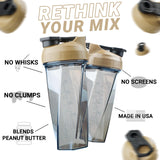 HELIMIX 2.0 Vortex Blender Shaker Bottle Holds upto 28oz | No Blending Ball or Whisk | USA Made | Portable Pre Workout Whey Protein Drink Shaker Cup | Mixes Cocktails Smoothies Shakes | Top Rack Safe