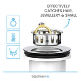 Bchlein Pop Up Drain Fitting with Overflow for the Sink, 70mm, Stainless Steel & Silicone, Kitchen Sink Drain