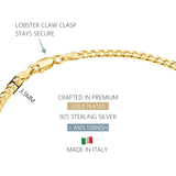 KISPER Gold Curb Ankle Bracelet for Women 3.5mm Plated 925 Sterling Silver