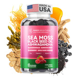 Inner Brightness Sea Moss 4000mg Gummies with Ashwagandha, Elderberry, Apple Cider Vinegar, Bladderwrack, Burdock Root – Immune Support – Mixed Berry Flavor – 60 Count