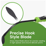 Garden Guru Hook Weeder Tool & Cultivator with Ergonomic Handle – High Carbon Steel Root Weed Puller Cultivator for Dandelion Weeding, Digging, Edging, Planting - Lightweight & Rust Resistant