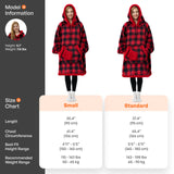 Giggling Getup Wearable Blanket Hoodie for Adults Gifts for Teen Girls Sister Women Sherpa Fleece Printed Hooded Blanket Sweatshirt Warm Cozy with Pocket & Sleeves Red and Black Plaid