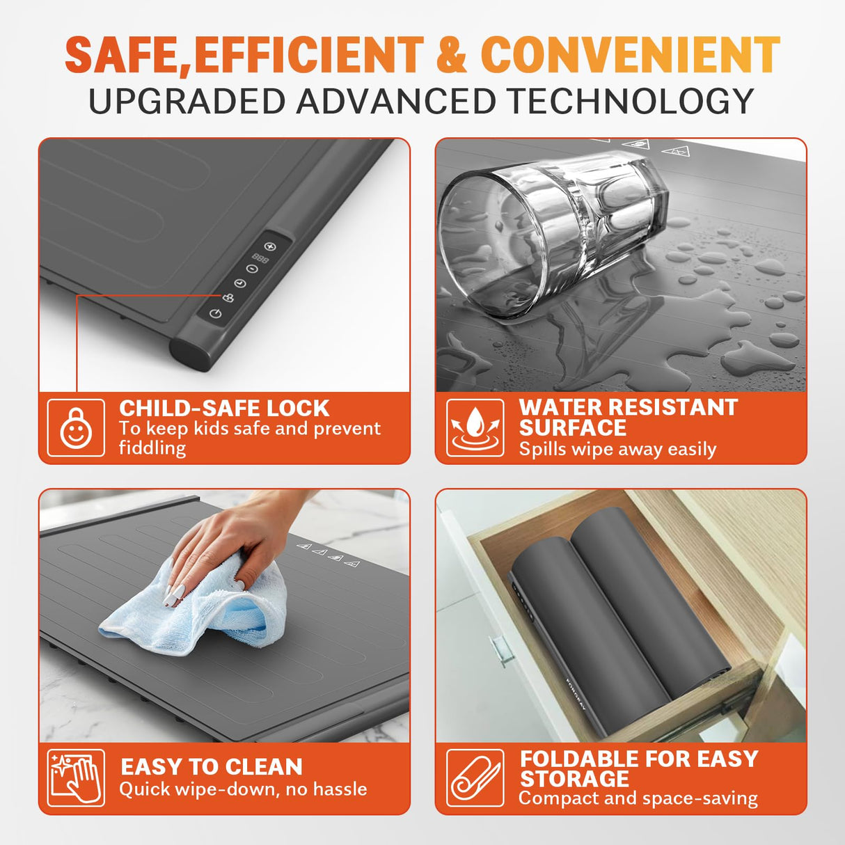 Forge AY XXL Food Warming Mat for Countertop 42"x16" - Electric Warming Trays for Buffets Party - Extra Large Fast Full-Surface Heating Mat - 2 Piece Extendable Roll-Up Warmers for Food Trays Buffet