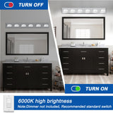 IZORRO LED Modern Bathroom Lights Fixtures(8-Light,Dimmable,360°Rotate),Chrome Acrylic Wall Lighting,Vanity Lights for Bathroom Over Mirror - 6000k 48In （No Assembly Required）