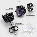 KZZENKI Purple and Black Earrings for Women Men, Cool Gothic Stud Earrings