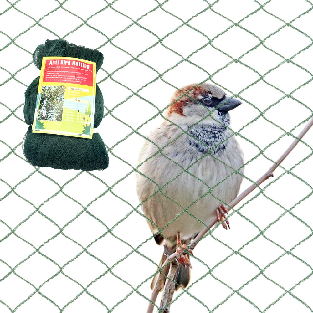Anti Bird Netting for Garden Woven Mesh - Heavy Duty Protect Plants and Fruit Trees from Rodents Birds Deer Poultry Reusable and Doesn't Tangle (19.5 ft x 40 ft)