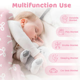 Bow Minky Baby Blanket 30 x 40 Inches for Girls, Soft Plush Receiving Blanket with Dotted Back, Gift for Toddler Newborn Infant Christmas Birthday Baby Shower