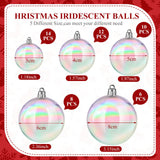 Shappy 50 Pcs Christmas Iridescent Ornaments Halloween, Transparent DIY Shatterproof Hanging Rainbow Ball Christmas Ornament 5 Different Sizes for Party, Wedding, Home Decor (Clear)