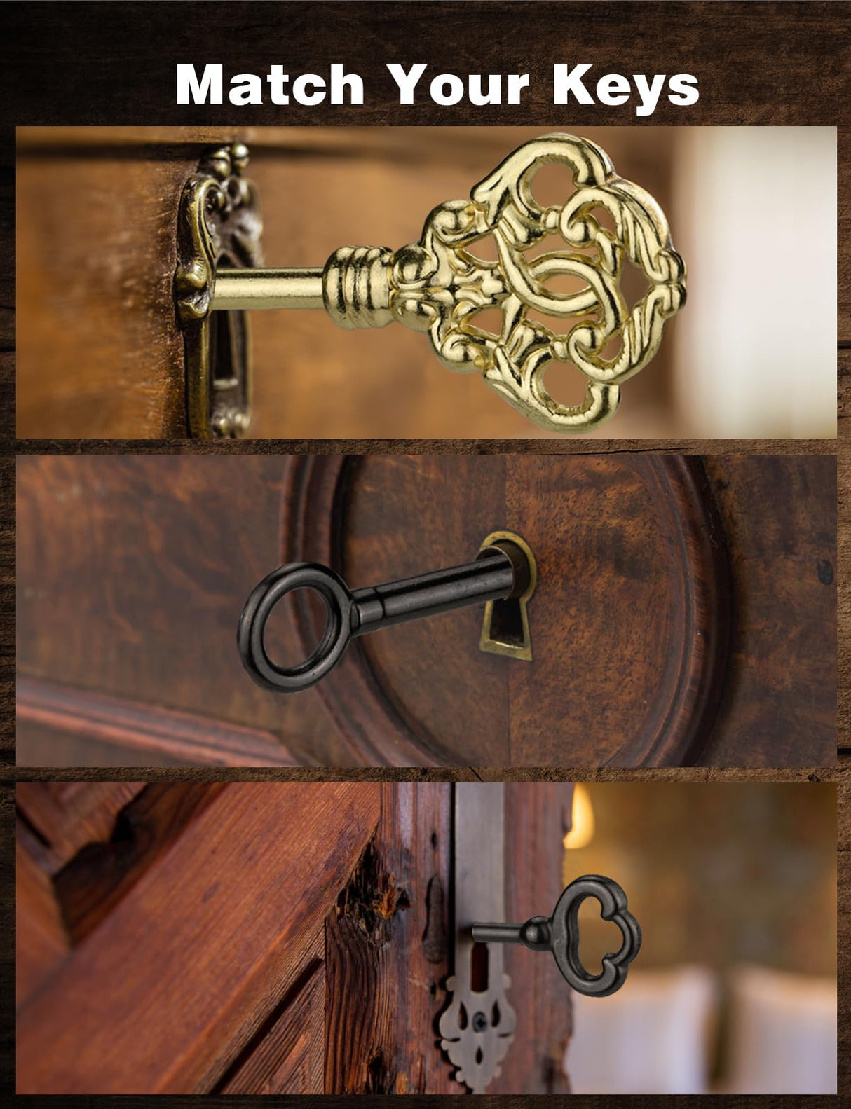 Mellbree Skeleton Key Set, 26-Key Universal Replacement Skeleton Keys Kit for Antique Dresser, Chinese Cabinet, Antique Furniture and Old Style Cabinets or Doors, Collectible Gift