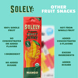 Solely - Organic Mango Fruit Jerky - 12 Individually Wrapped Fruit Strips - Fruit Leather Made from Dried Fruits - Healthy Snacks, Vegan - 0.8oz (23g)