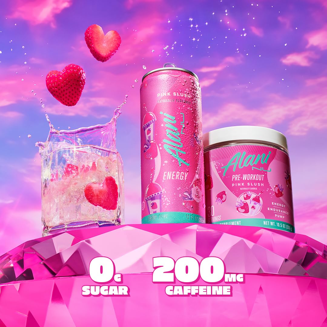 Alani Nu Pre Workout Powder Pink Slush, Amino Energy Boost, Endurance Supplement, Sugar Free, 200mg Caffeine, L-Theanine, Beta-Alanine, L-Citrulline, 30 Servings