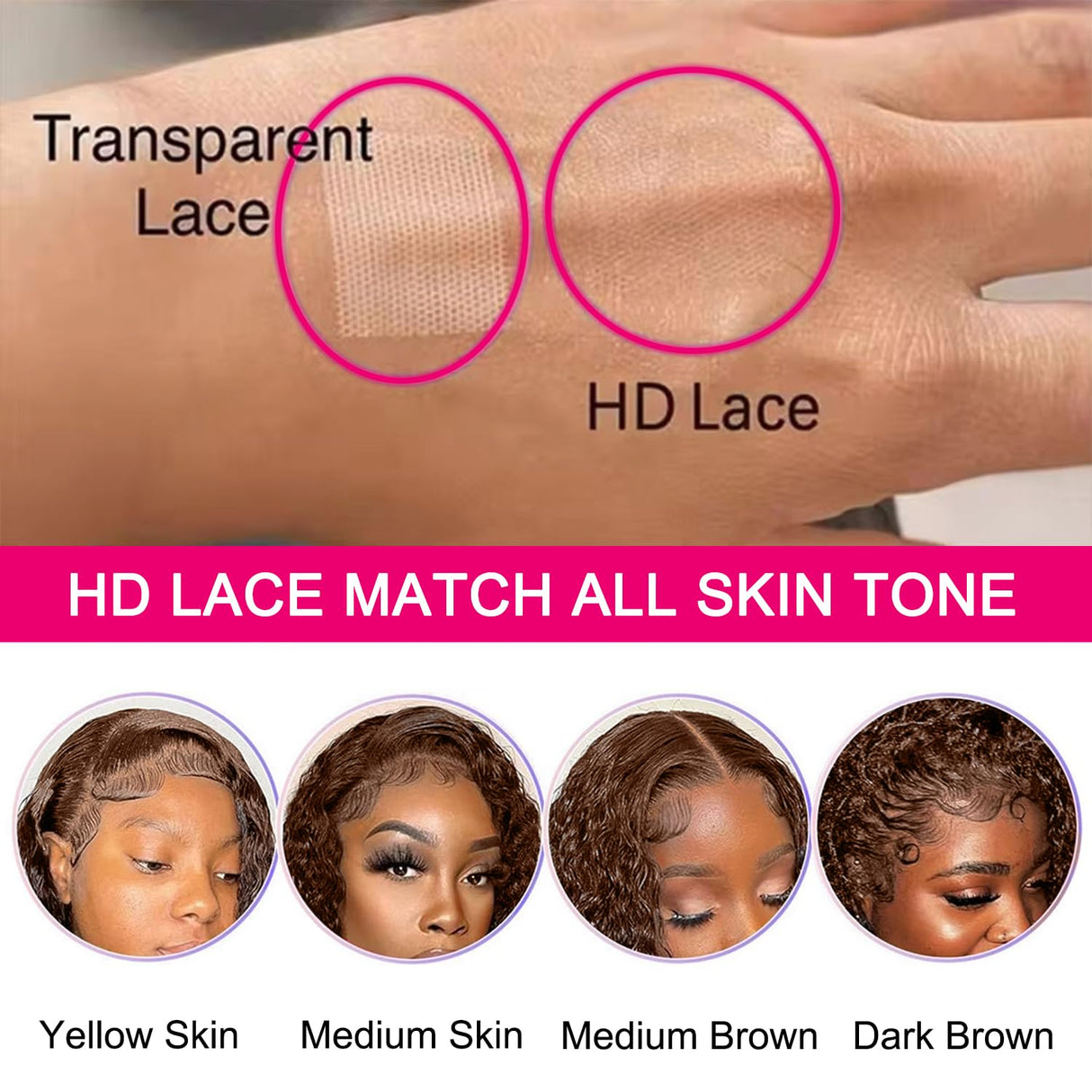 Aonou 200% Density Chocolate Brown Deep Wave Lace Front Wigs Human Hair 13x6 Deep Curly Human Hair Wigs for Women HD Transparent Lace Frontal Wet and Wavy Wigs Pre Plucked 100% Virgin Hair 28inch