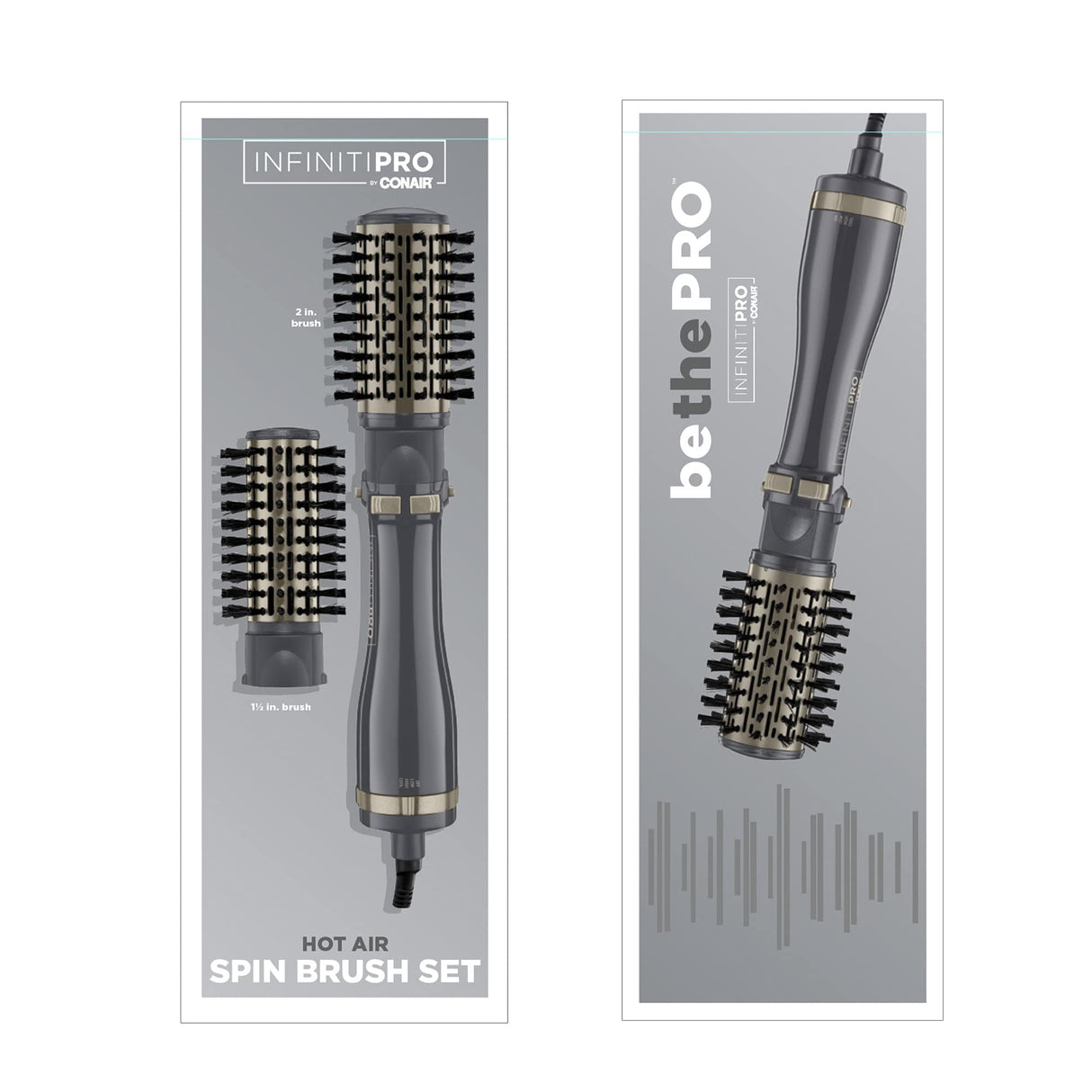 INFINITIPRO BY CONAIR Hot Air Styling Brush Set with 2-Inch and 1.5-Inch Bristles