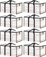 8 Pack Extra Large Clothes Storage Bins with Lids, Clear