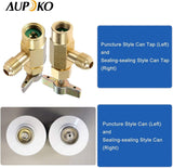 Aupoko R134A Self-Sealing Can Tap with R134A Tank Adapter, 1/2’’ Acme to 1/4’’ SAE Refrigerant Can Bottle Tap Opener with 1/4’’ SAE Female and 1/2’’ Acme Male Adapter