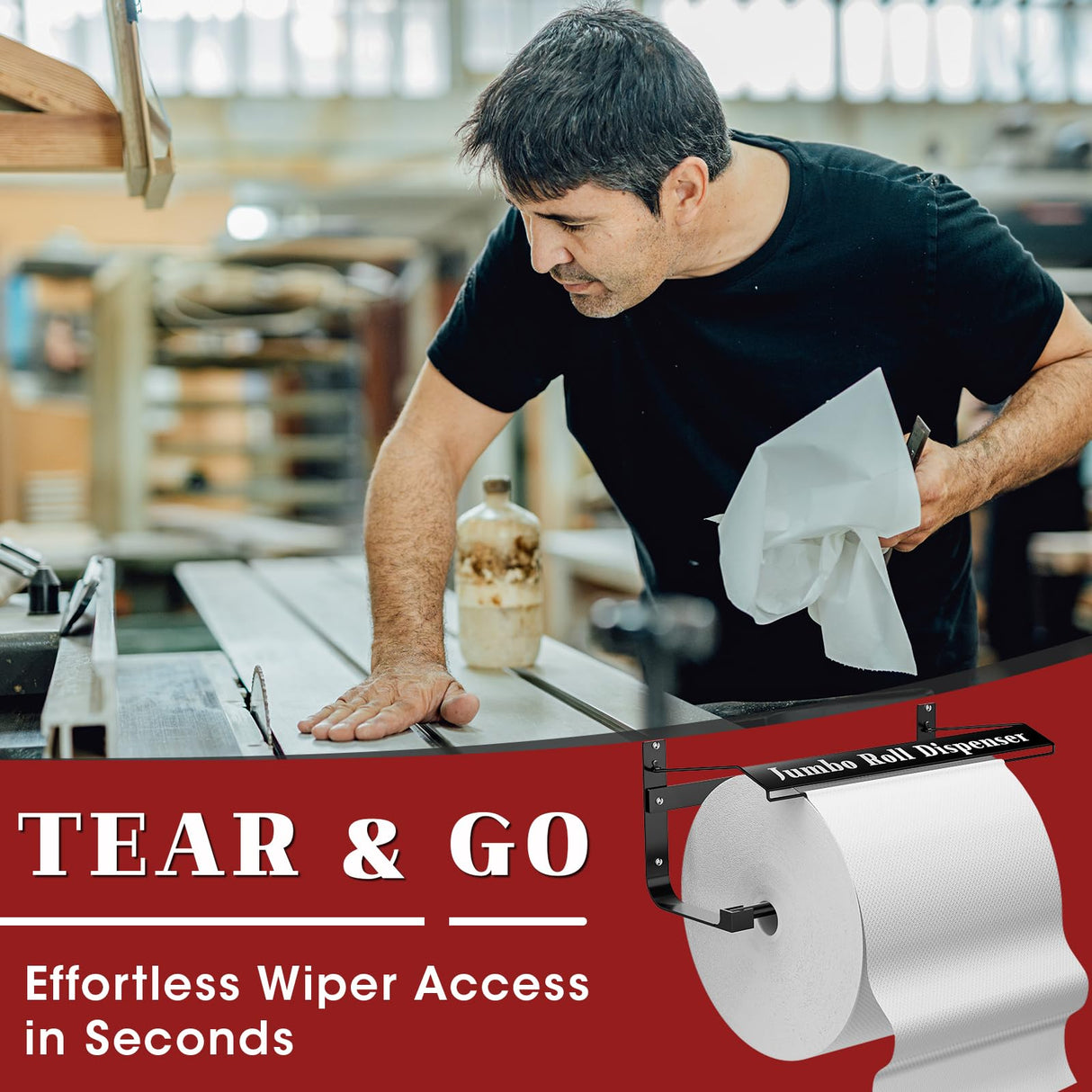 Hazztoll Wall Mounted Wiper Dispenser, Jumbo Paper Towel Dispenser, 17.0"x8.5"x7.5"