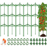 6 Pack Large Tomato Cage for Garden Up to 49" H X 16" W Metal Plant Support Stakes with Clips Triangle Pea Cages Cucumber Trellis for Vegetables Pots Vines Flowers Climbing Plants