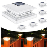 VOLISUN Solar Post Cap Lights: 6 - Pack Outdoor Deck Post Cap Lights White for Dock Fence Waterproof 2 Color Modes,4x4/6x6 Wooden/Vinyl Posts