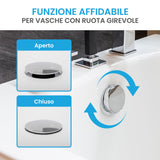 Bächlein Universal Badewannenstöpsel - Abfluss-Stopfen [PVD Gold] - inkl. Ersatzdichtung