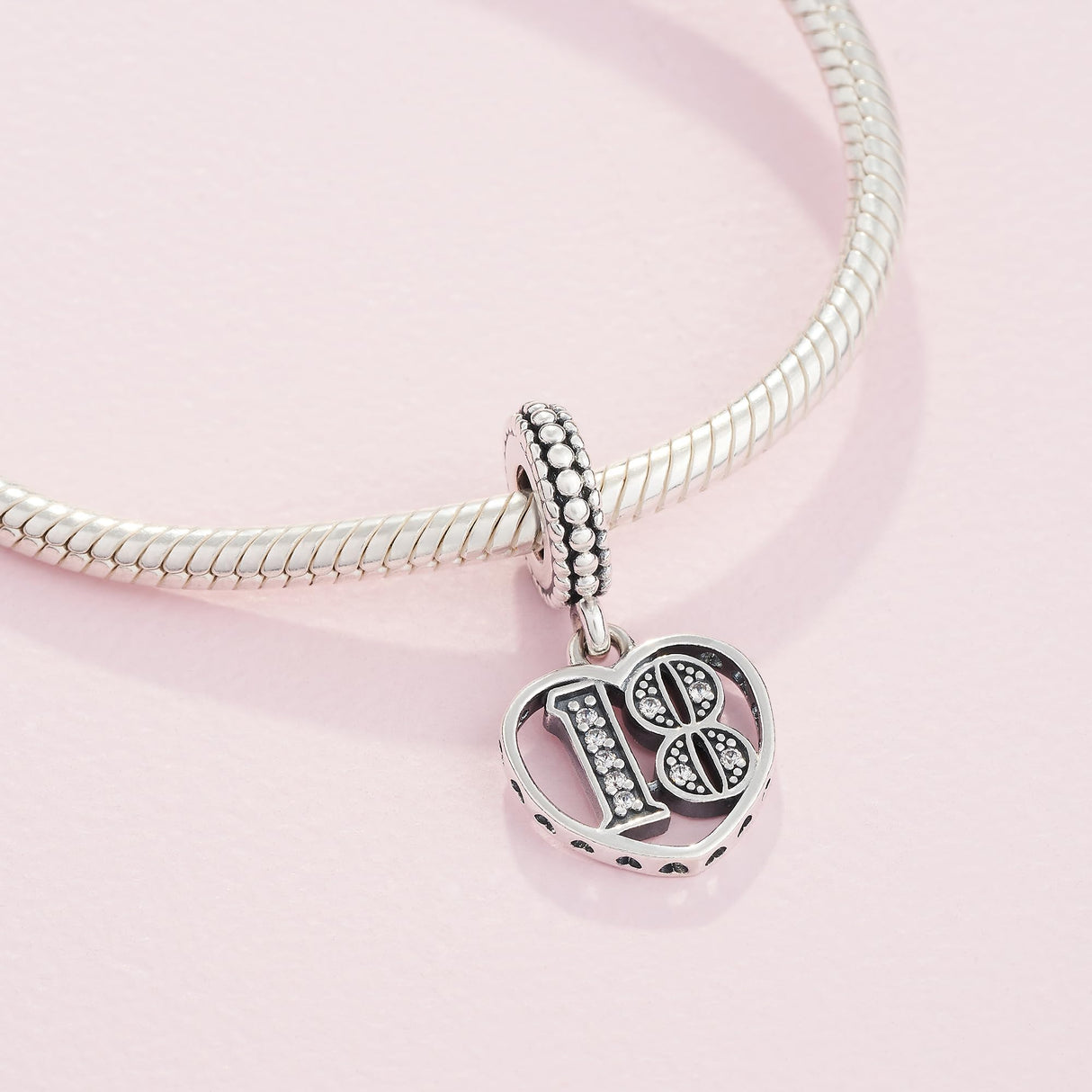PANDORA 18th Celebration Dangle Charm - Bracelet Charm Moments Bracelets - Sterling Silver with Clear Cubic Zirconia - Gift for Her - Jewelry for Women with Gift Box