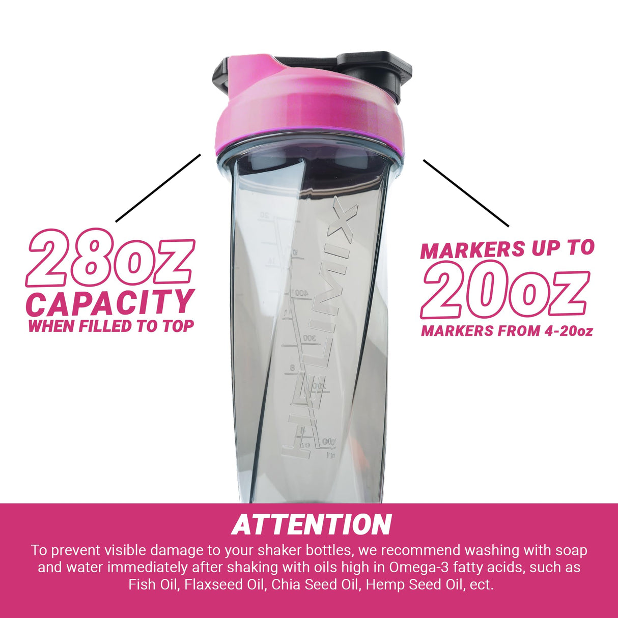 HELIMIX 2.0 Vortex Blender Shaker Bottle Holds upto 28oz | No Blending Ball or Whisk | USA Made | Portable Pre Workout Whey Protein Drink Shaker Cup | Mixes Cocktails Smoothies Shakes | Top Rack Safe