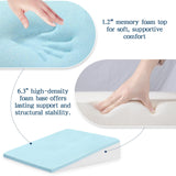 COLDHUNTER Wedge Pillow 7.5" Bed Wedge After Surgery, Back Pain Relief, Memory Foam Pillow Triangle Incline Wedge for Back Support, Leg Elevation（Grey）