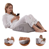 Bedluxe Knee Wedge Pillow, Memory Foam Leg Pillow Knee Pillow for Back Sleeping, Wedge Pillows for Legs Post Surgery, Triangle Pillow for Knee Support, Leg Elevation, Knees Hip Back Pain Relief, Grey