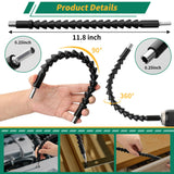 GRENPRO 19 Pcs Flexible Drill Bit Extension Kit, Includes 2 Pcs 105° Right Angle Drill Attachment, 3 Pcs Rotatable Socket Adapter, 10+2 Pcs Screwdriver Bits & Bendable Extension for Tight Spaces