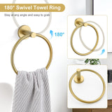 TQKAG 5 Piece Bathroom Accessories Set Brushed Gold Bathroom Hardware Set 23.6 Inch Bath Towel Bar Set SUS304 Stainless Steel Towel Rack Set
